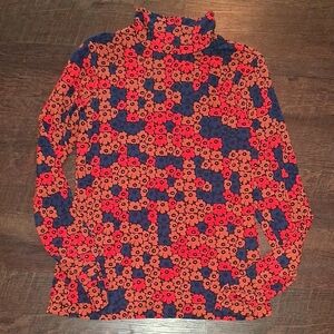 Anthropologie Marimekko Red and Blue Floral Long Sleeve Top